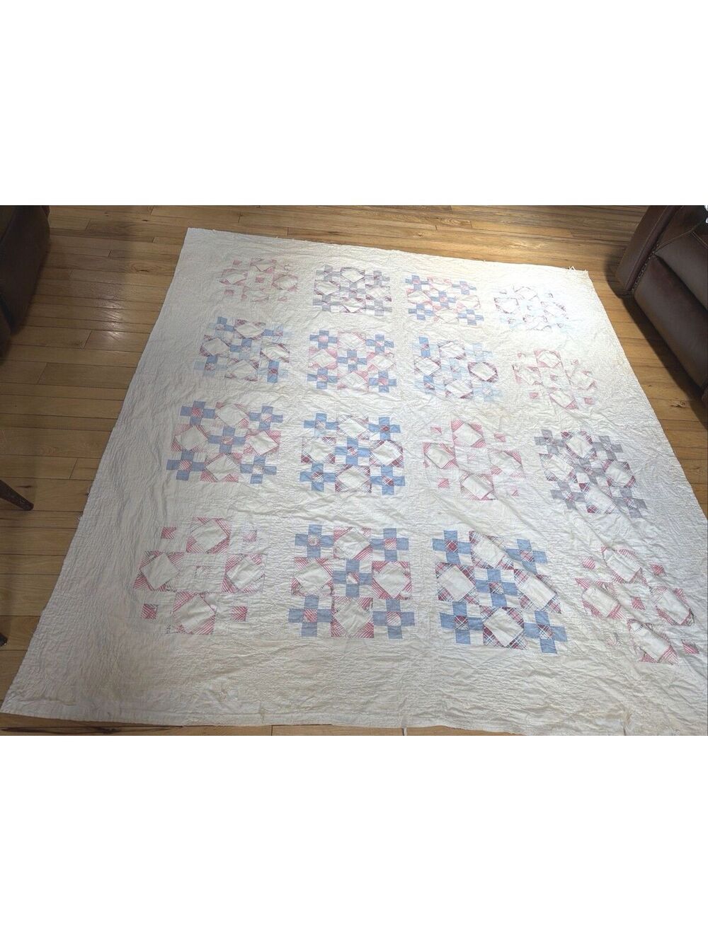 VTG Pastel Cutter Quilt Fragment Patchwork Textile Handmade & Sewn Crafts 72x77